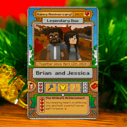 Personalized Metal Love Card – Minecraft Inspired Design