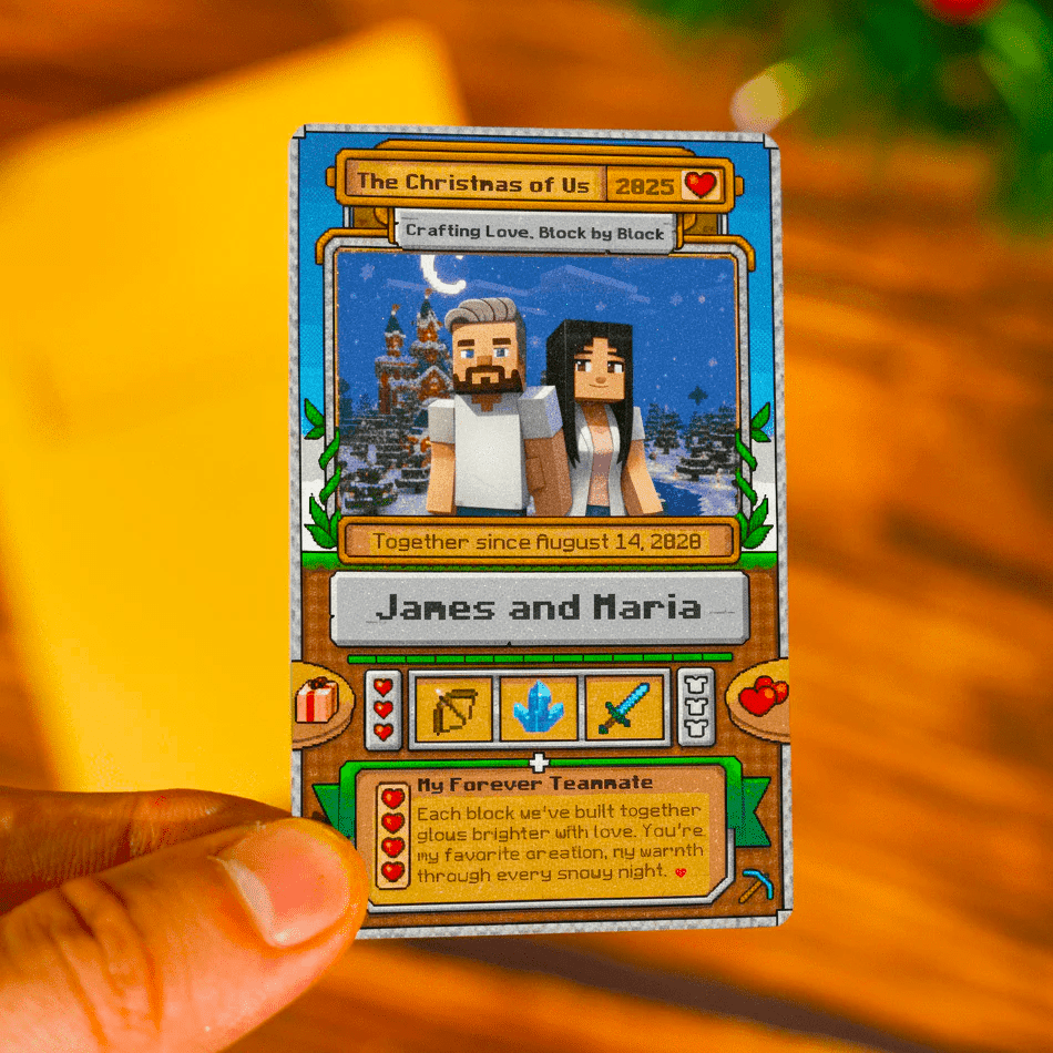 Personalized Metal Love Card – Minecraft Inspired Design
