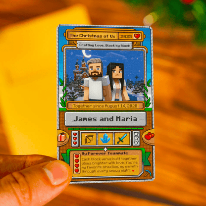 Personalized Metal Love Card – Minecraft Inspired Design