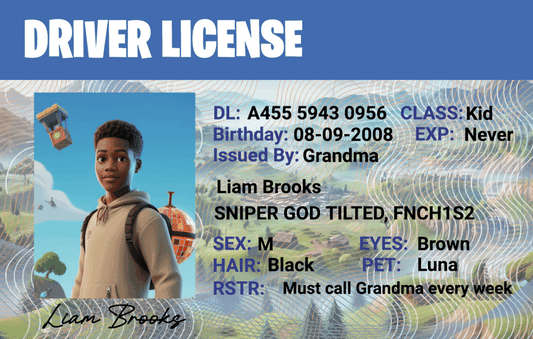 Custom Fortnite-Inspired Driver License - Metal Card