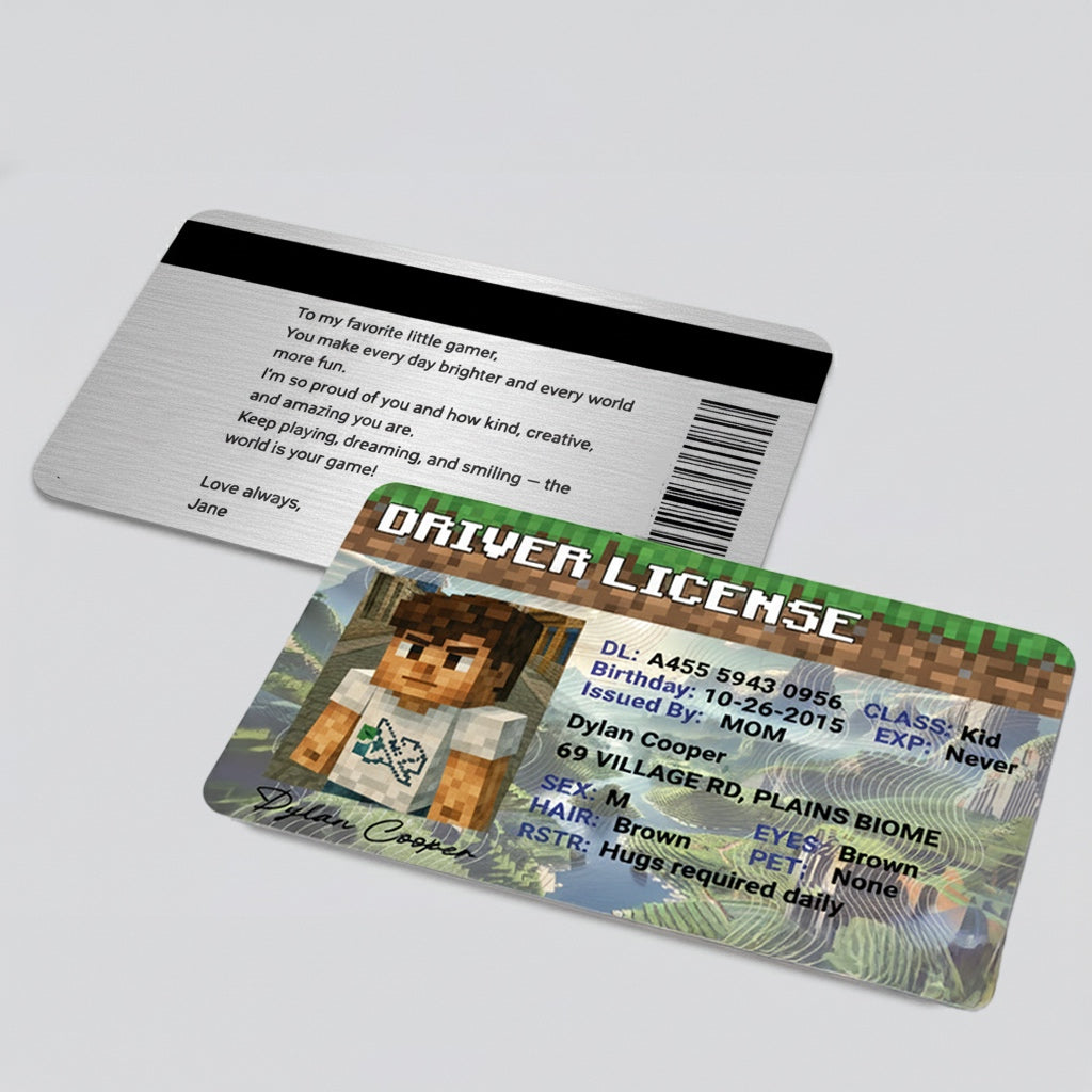 Custom Minecraft-Inspired Driver License - Metal Card