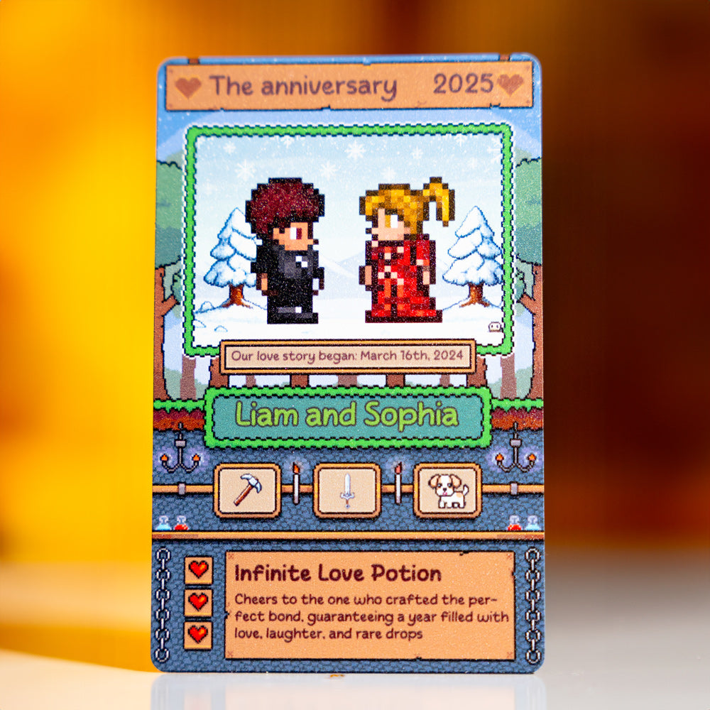 Custom Adventurer Metal Card – Personalized Gift for Couples